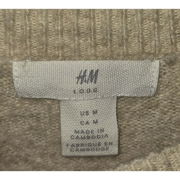 H&M Women's Colorblock Sweater US M Cream Blush Black Soft Knit - Picture 3 of 3